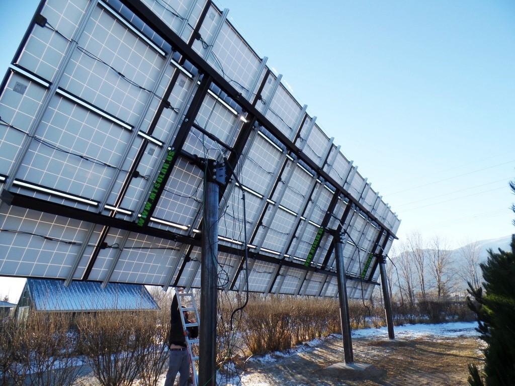 multi steel pole solar array backside