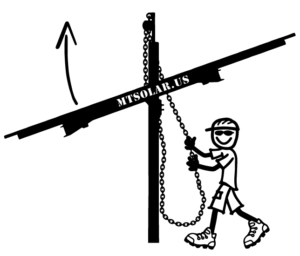 stick figure hoisting solar panel