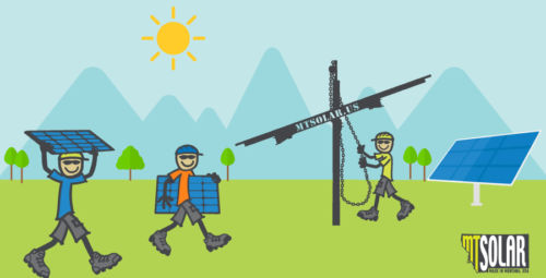 drawing of three solar installers