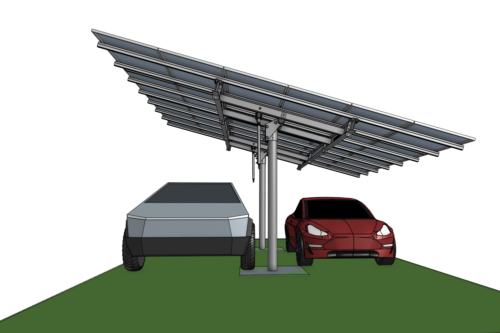 2 car solar carport parked east west