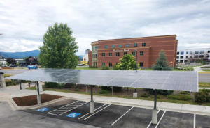 solar carport at commercial parking lot