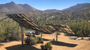 three mt solar pole mount arrays in California desert mountains
