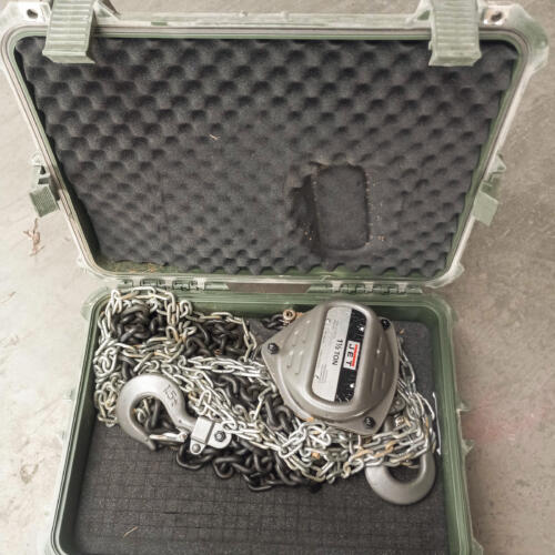 a chain hoist in a travel case