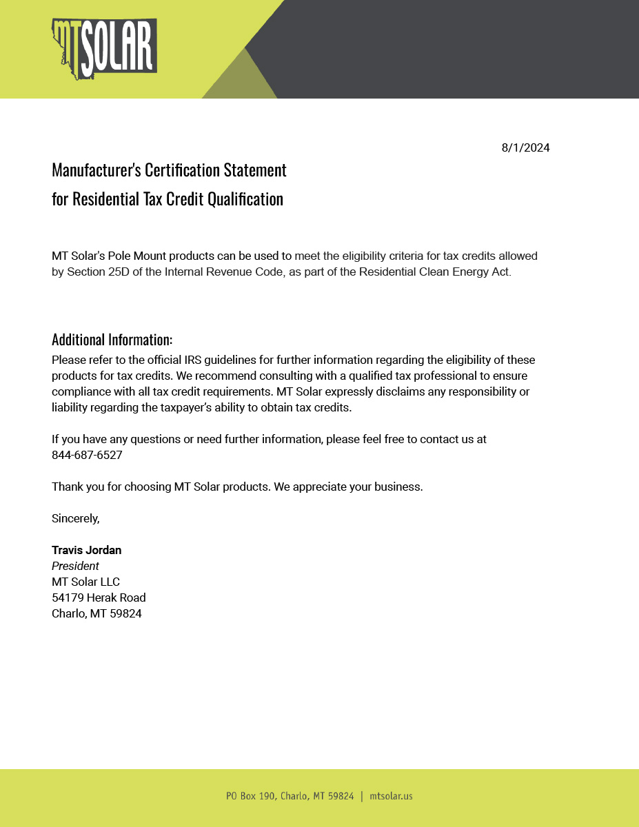 tax credit certification letter